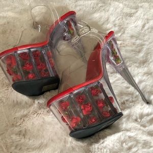 Pleasers Adore 708 Red Roses, Size 7
